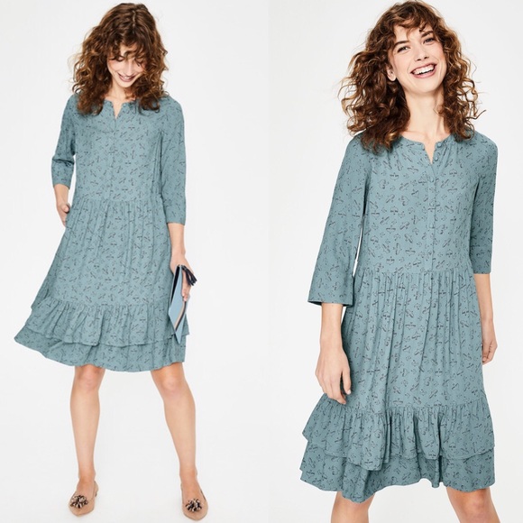 boden relaxed tiered hem shirt dress